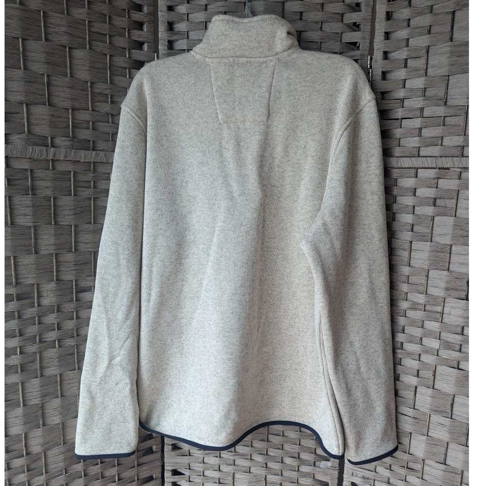 Nautica Quarter Zip Pullover Oatmeal Heather Fleece Lg Athliesure Preppy Casual - Picture 4 of 7